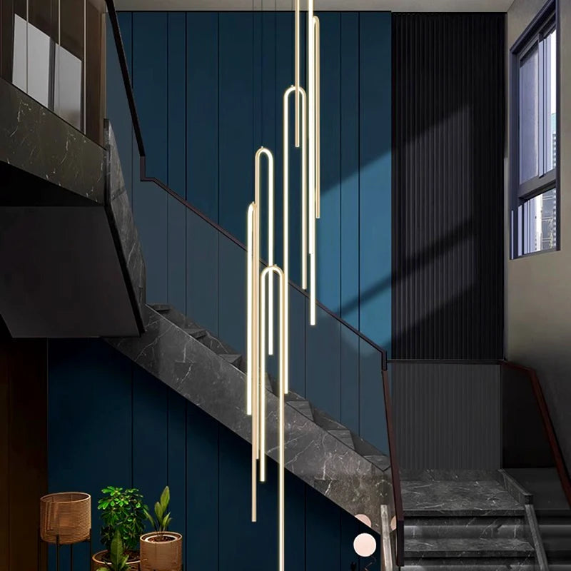 Modern ring stairs led lights pendant light lamps for living room led Chandeliers for dining room hanging light indoor lighting