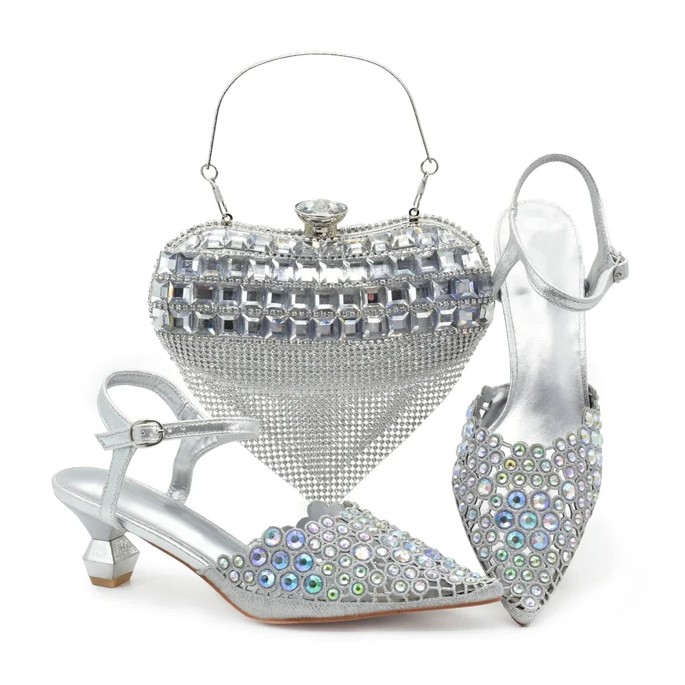 Hot Selling Pointed Toe Ladies Shoes Matching Bag Set for Nigeran Wedding Party Pumps Shoes for Women 2026 Designer Luxury