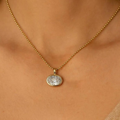 East West Oval Cut Moissanite Pendant Necklace for Women S925 Silver 2-4carat Solitaire Diamond Ball Chain with Gra Certificate