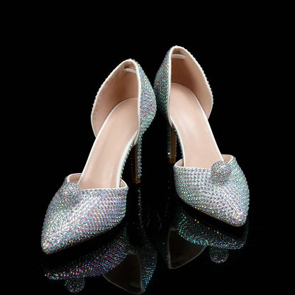 Ins Fashion Runway Show Luxury High Heel Color Hot Diamond Gradient Women'S Shoes Sandal Blingbling Wedding Shoes Dinner Pumps