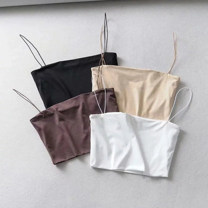 2025 Summer Women's Crop Top Sexy Elastic Cotton Camis sleeveless Short Tank Top Bar