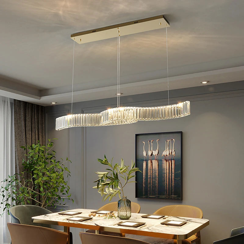 Modern Luxury LED Crystal Pendant Lights Villa Dining Room Kitchen Lighting Lustre Decor Chandeliers Indoor Bar Lights Fixture