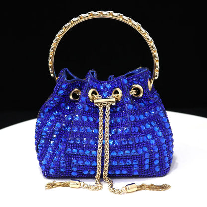 Elegant Multicolor Rhinestone Slingback Heels & Bucket Bag Set Luxury Crystal Matching Kit for Wedding Party Evening Bridal Form