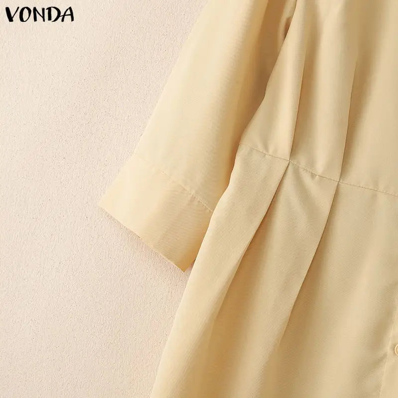 Casual Jumpsuits Plus Size VONDA 2026 Women Long Rompers Elegant Office Lady Overall Patchwork Loose Long Sleeve Playsuits