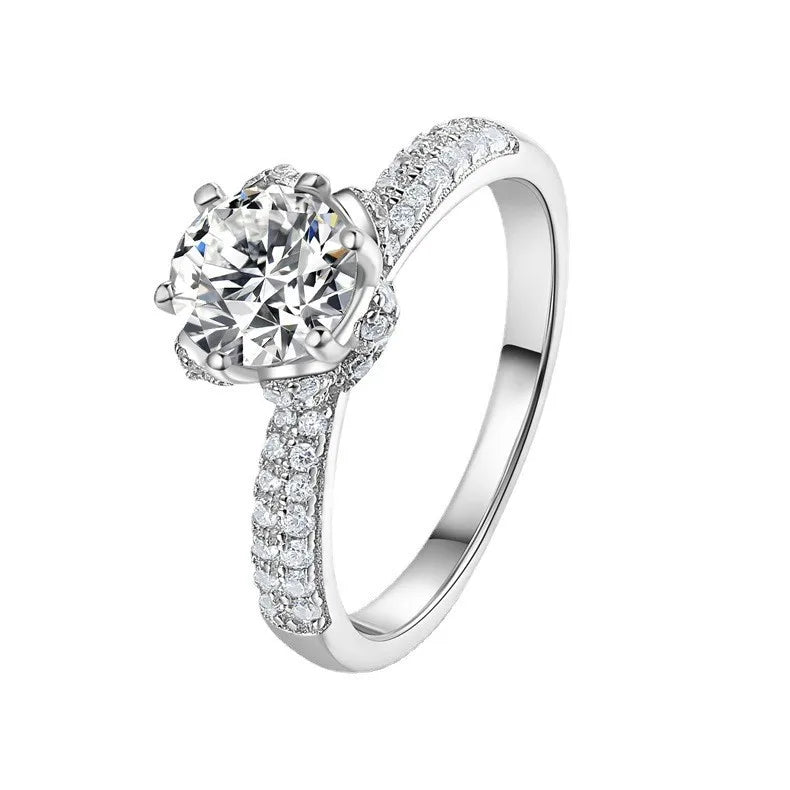Six-Prong Crown Ring 2ct Moissanite Women's PT950 Platinum - Value-preserving platinum, crown luxury, statement accessory