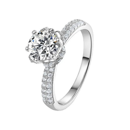 Six-Prong Crown Ring 2ct Moissanite Women's PT950 Platinum - Value-preserving platinum, crown luxury, statement accessory