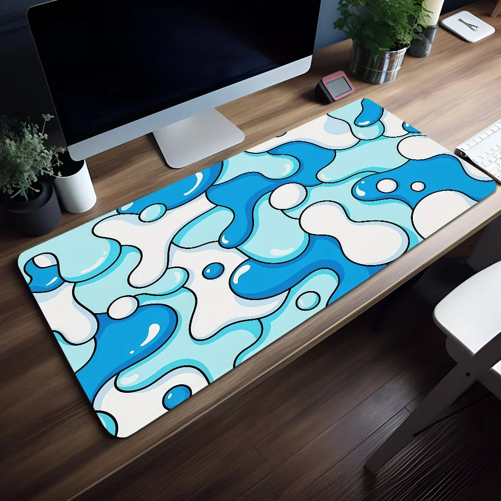 Mouse Pad MousePad Non-slip Lockedge Blue Art Office Student Gaming Thickened Large Writing Pad Wave Cushion