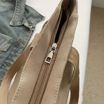 Multi Compartment, Zipper Closure, Women's Bags Large Capacity Japanese Style Tote Bag, Cute Plush Fixed Strap, Casual Elegance