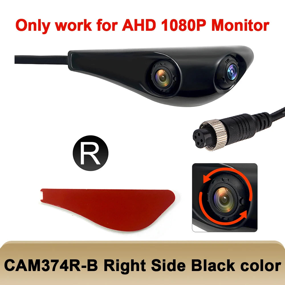 TEENRAM Car Side View Dual Lens Camera Vehicle  AHD1080P HD Camera 4PIN Connection Camera Vehicle Waterproof  AHD Single Cam