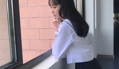 JK Uniform Full Set Basic Spring Shore Gold Two Long-sleeved Japanese Soft Girl Student College Style Sailor Suit