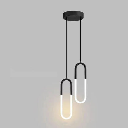 Brass U-shaped tube LED pendant lights Bedroom Bedside Long-line hanging lamp Kitchen Island Dining table Home Decor Luminaires