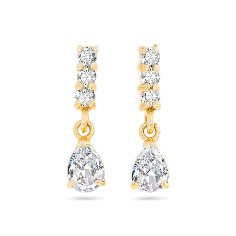 White Color Zircon Hoop Earrings 925 Sterling Silver Needle Cross/Star/Flower/Water Drop Pendant Gold Earrings Luxury Jewelry