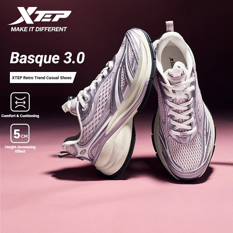 Xtep Basque 3.0 Trendy Cushioning Stable Soft Flexible Rubber Thick Sole Daily Sports Female Shoes 874218320006