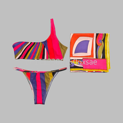 Classic Design Women's Headband Swimsuits with Letter Signature Logo Designer Brand Lady Sexy Scarf Swimsuits Beachwear