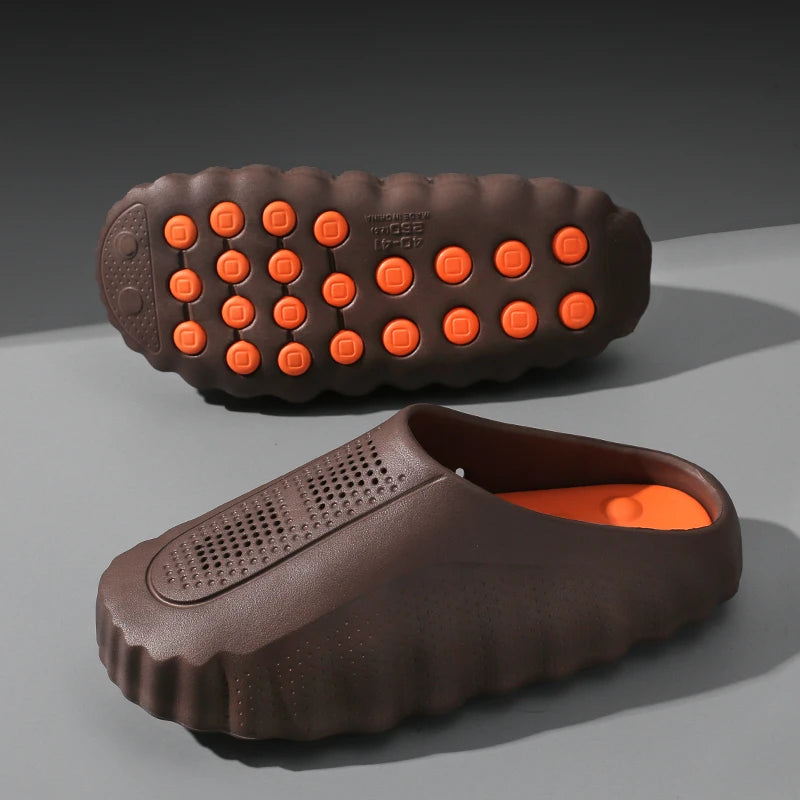 Men's Lightweight Outdoor Slippers Soft Thick Sole Breathable Sandals Non-Slip Summer Beach Slides for Casual Home Bathroom Use
