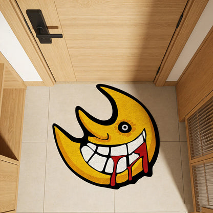 VIKAMA Anime Soul Eater Moon Shaped Area Rug Non Slip Soft Cartoon Floor Mat for Living Room Bedroom Kids Room Rug