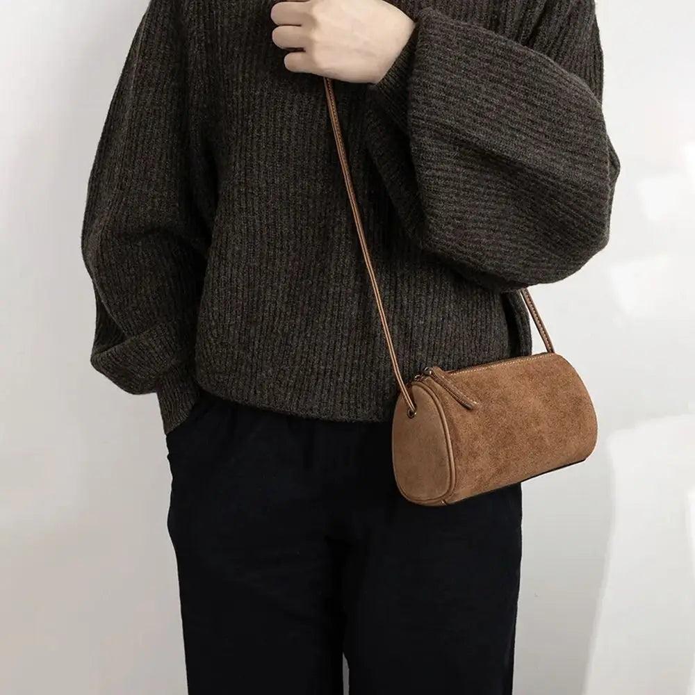 New Vintage Women Suede Handbag Elegant Casual Crossbody Bags Large Capacity Luxury Shoulder Bag for Ladies