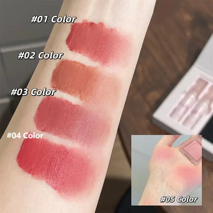 Art Value Butterfly Dance Color Box Four Lip Glaze Blush Set Necklace Lip Mud Blush Set