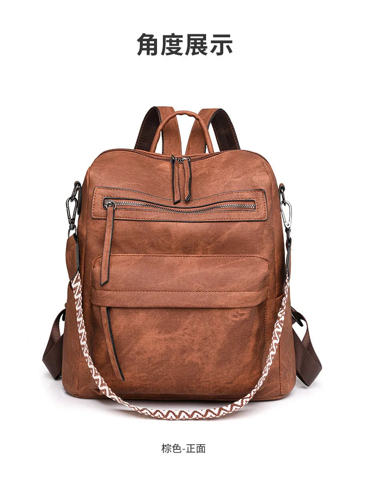 Trendy Women's Backpack Soft Leather Versatile Shoulder Crossbody Bag Large Capacity Travel Backpack Designer Luxury Storage Bag