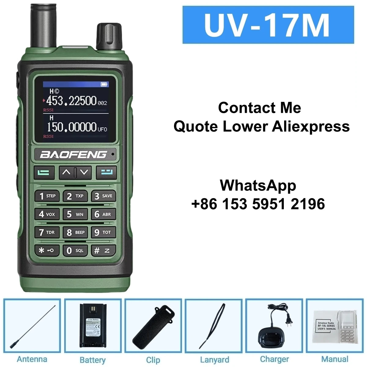 Baofeng 10W Ham Radio Uv-17R Long Range Walkie Talkie 999Ch Wireless Copy Air Band Type-C Emergency Tool For Enthusiasts