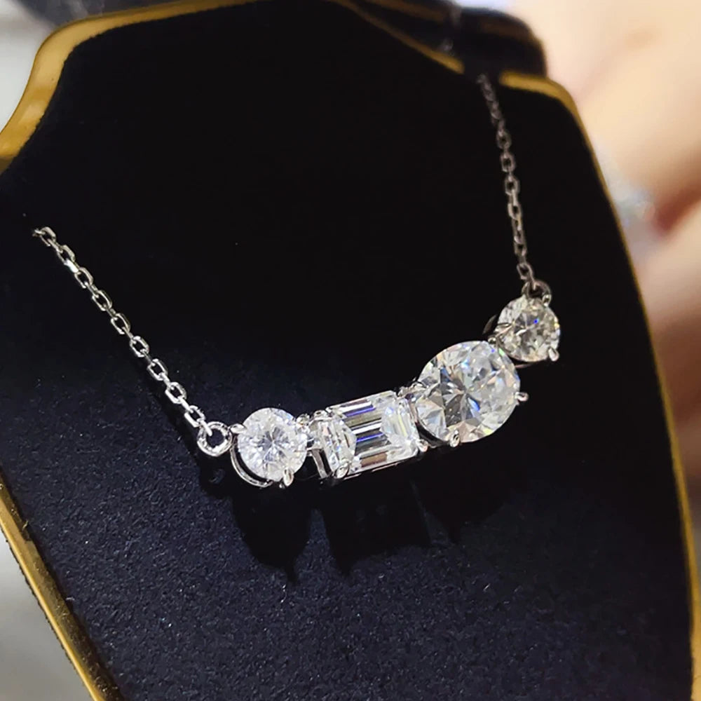 Serenity 5cttw D Color Moissanite Pendant Necklace for Women 100% S925 Sterling Silver Plated 18K Lab Diamond Neck Chain Jewelry