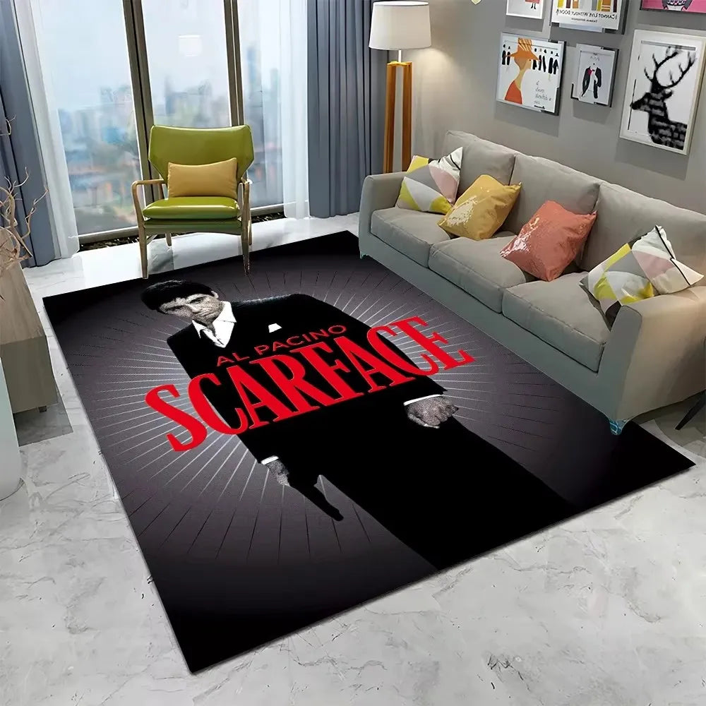 Scarface 3D Classic Movie Tony Carpet Rug for Home Living Room Bedroom Sofa Doormat Decor,kids Play Area Rug Non-slip Floor Mat