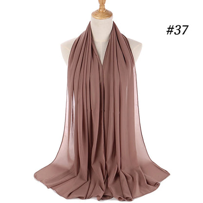 Muslim Chiffon Hijab Women Bubble Chiffon Scarf For Women Ladies Veil Muslim Islam Solid Color Malaysia Musulman Wrap Scarves