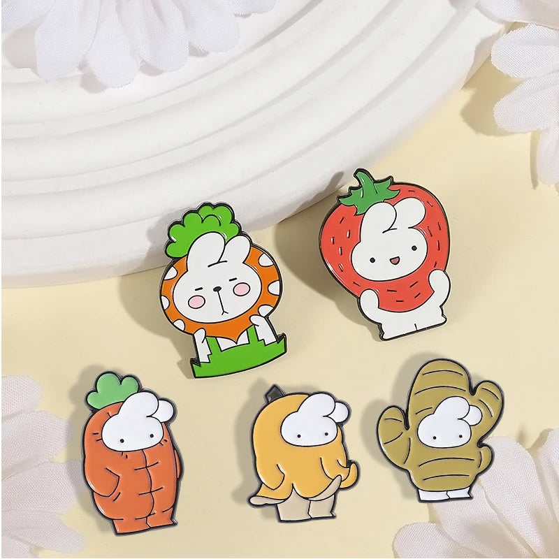 Cartoon Cute Dog Raccoon Rabbit Brooch Enamel Pins Creative Animal Quotes Brooch Lapel Badge Backpack Accessories Jewelry Gift