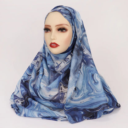 1Pcs Watercolor Print Lady Hijab Women Bohemian Soft Islam Ramadan Muslim Hijabs Foulard Femme Shawl Wrap Scarf Headscarf