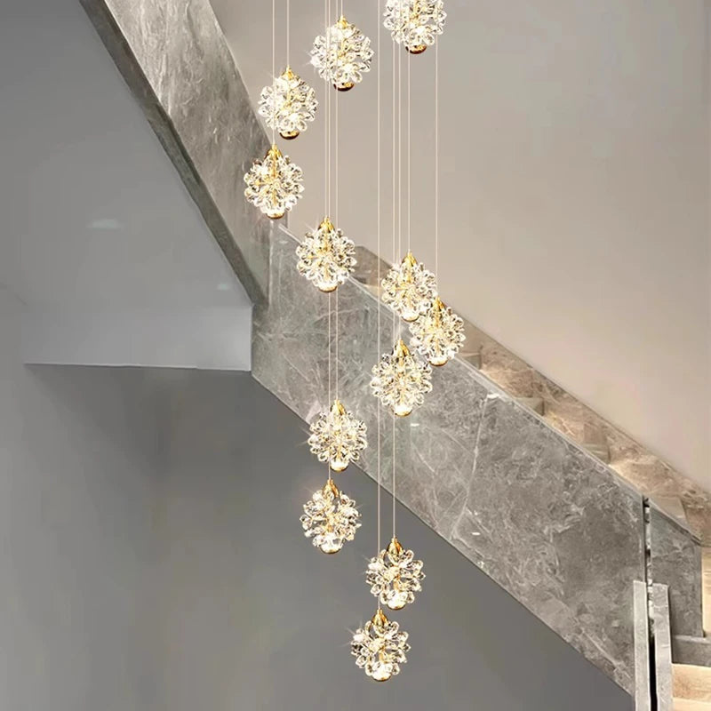 Modern Crystal stair chandelier lights indoor lighting Ceiling lamp hanging light led Chandeliers for living room indoor lightin