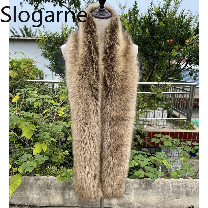 American 180cm Super Long Faux Fox Fur Scarf Winter Women Cosplay Warm Fashion Neck Decor Fluffy Shawl Wrap Luxury Furry Scarves