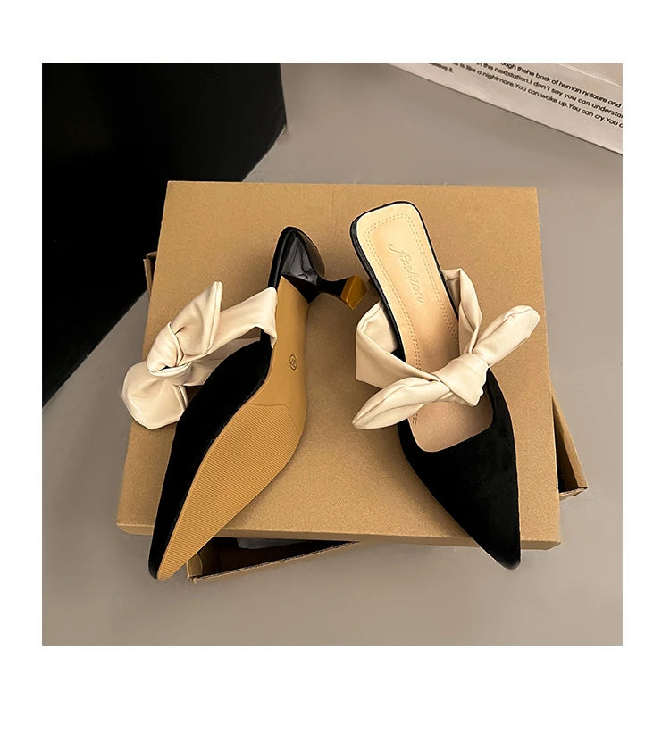 Luxury Pointed Toe Slippers Women High Heels Sandals Elegant Mules Shoes Summer 2026 New Slingback Dress Flip Flops Female Shoes