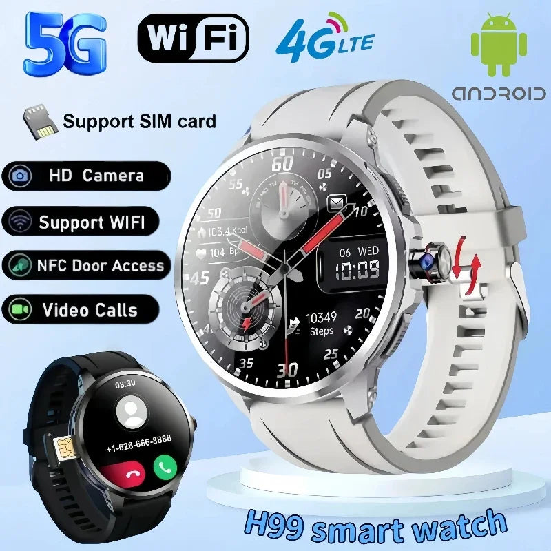 H99 Smart Watch Android Watches Amoled Smartwatch With 190° Rotary Camera Google Play Store 1.95 inch Amoled Screen