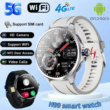 H99 Smart Watch Android Watches Amoled Smartwatch With 190° Rotary Camera Google Play Store 1.95 inch Amoled Screen