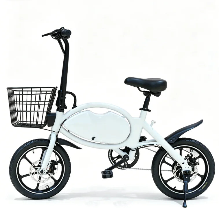 HEZZO T8pro Foldable Electric Bike for Adults 48V 500W Peak 750W Brushless Motor 16Inch Carbon Steel E-Bike 10.4Ah Lithium Battery 16Mph 22Mph Range Dual Disc Brakes LED Headlight Commuter Folding Hybrid Bike With Basket