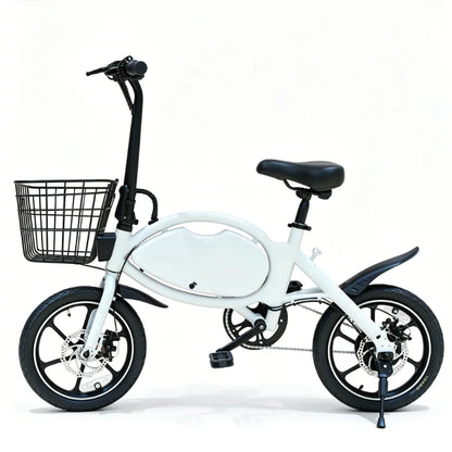 HEZZO T8pro Foldable Electric Bike for Adults 48V 500W Peak 750W Brushless Motor 16Inch Carbon Steel E-Bike 10.4Ah Lithium Battery 16Mph 22Mph Range Dual Disc Brakes LED Headlight Commuter Folding Hybrid Bike With Basket