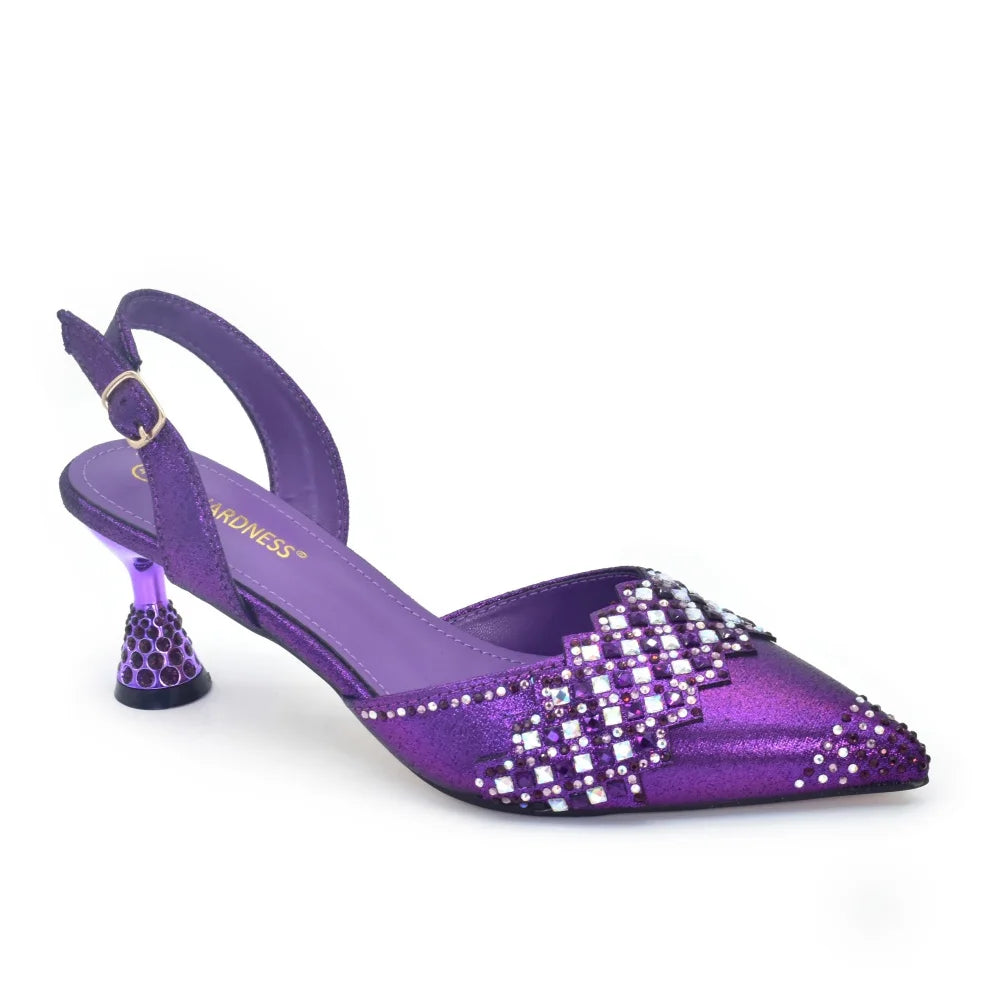 Women Nigerian Italian Shoes and Bags Set Decorated with Rhinestone Luxury Shoe and Bag Set for Party in Women Ladies Pumps