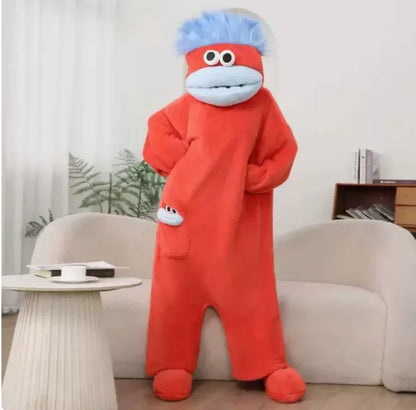 26 New Long Haired Tasmanian Devil Sad Frog Jumpsuit Pajamas Men Women Cute Cartoon Abstract Loungewear Homewear Sleepwear Gift