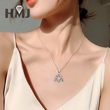 Shamrock Pendant Necklace Heart Shaped Moissanite Diamond 925 Sterling Silver Chain Anniversary Birthday Gift High Quality Charm