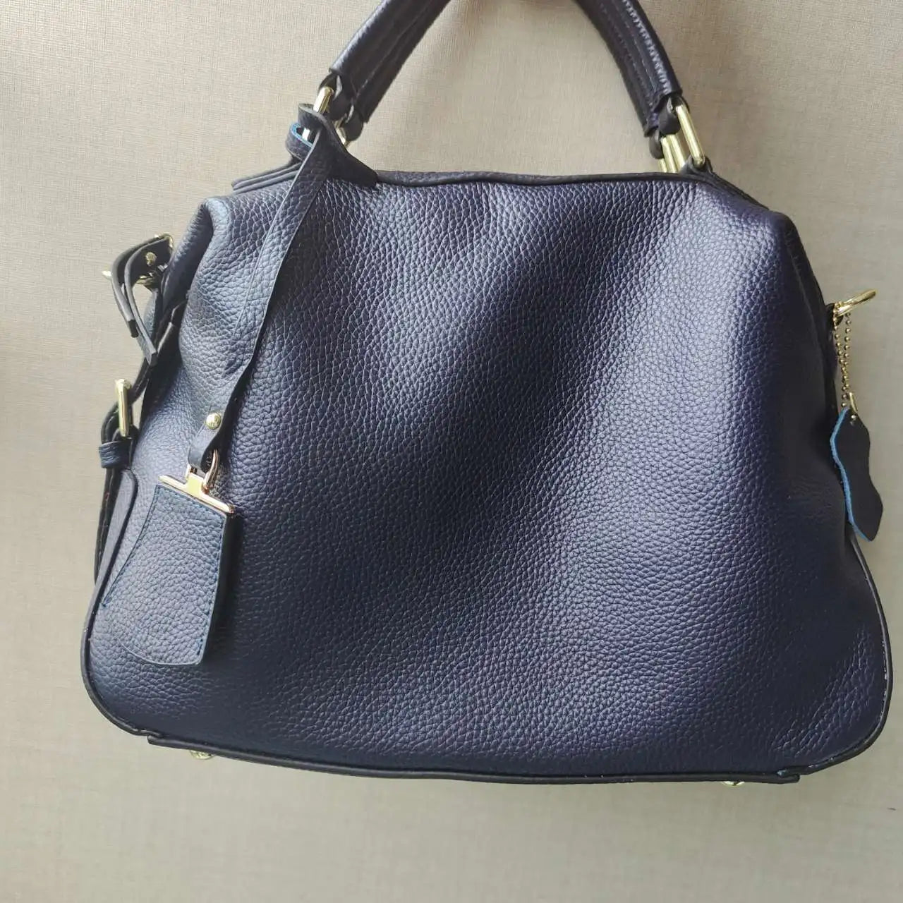 Zency Dark Blue Women Boston Bag 100% Genuine Leather Handbags Female Charm Crossbody Purse Luxury Shoulder Bags For Work Shoppi