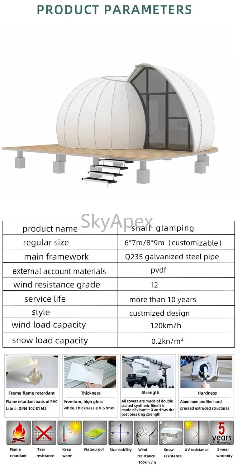 Made in China Geodesic Dome Building Tent Waterproof UV Resistant Windproof Spacious Customized For Luxury Glamping Party Events