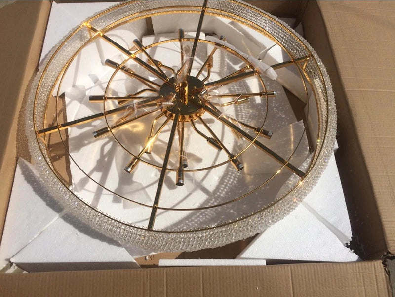 Phube Large Empire Gold Crystal Chandelier Light For Staircase Hanging Lamp For Foyer Lobby Modern Hanging Light Ceiling lights