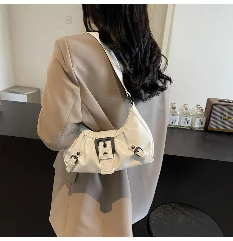 Y2K Retro Pleated Hobo Shoulder Bag for Women Hot Selling Maillard Style Underarm Bag Clutch Handbags for Travel Work Shopping