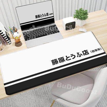 Gaming Mouse Pad Non-slip Mausepad Anime Initial D Keyboard Mats Large Office Deskmat Black And White Art Rubber Mice Pad Carpet