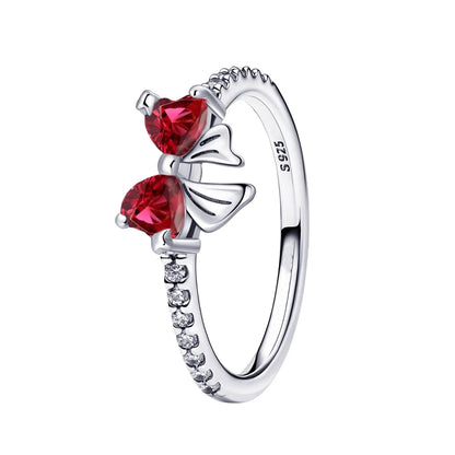 Luxury Original 925 Sterling Silver Heart Bow Pearl Flower Four Leaf Clover Ring fit Women's Fine Jewelry Valentine's Day Gifts