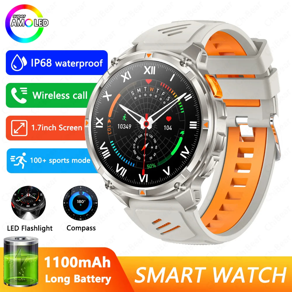 2026 New T-Rex3 Pro 1100mAh Battery Smart Watch GPS path 5ATM Waterproof Sports Run tracker Outdoors Compass Military Smartwatch
