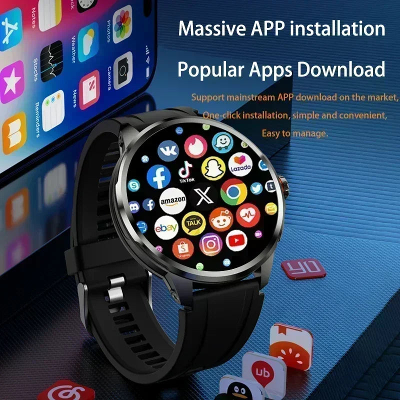 H99 Smart Watch Android Watches Amoled Smartwatch With 190° Rotary Camera Google Play Store 1.95 inch Amoled Screen