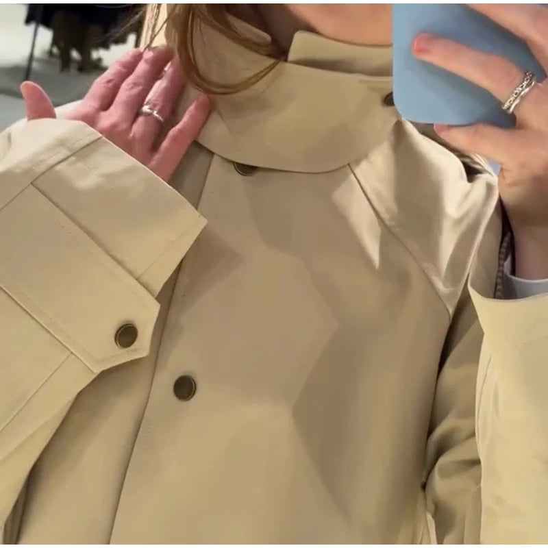 Cape Shawl Women's Trench Coat Turn Down Collar Single Breasted Windbreaker Jacket Long Casual Street Autumn Daily Outerwears