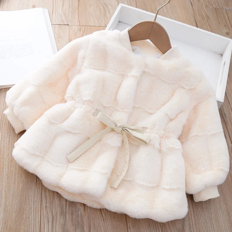 2026 New Winter Girls Coat Super Warm Mink Fur Padded Thickened Long Sleeve Coats Baby Kids Children Jacket Plush Outerwear