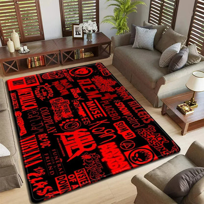 Band Logo Music Rock and Roll Pattern Carpet  for Living Room Bedroom Non-Slip Soft Rug Kitchen Floor Mat Entrance Doormat